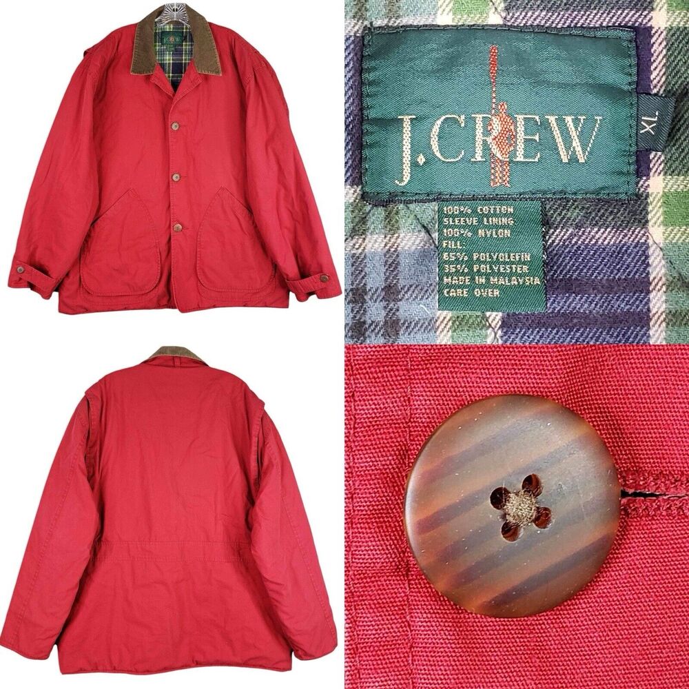 J. Crew Red Men's Jacket with Brown Collar
